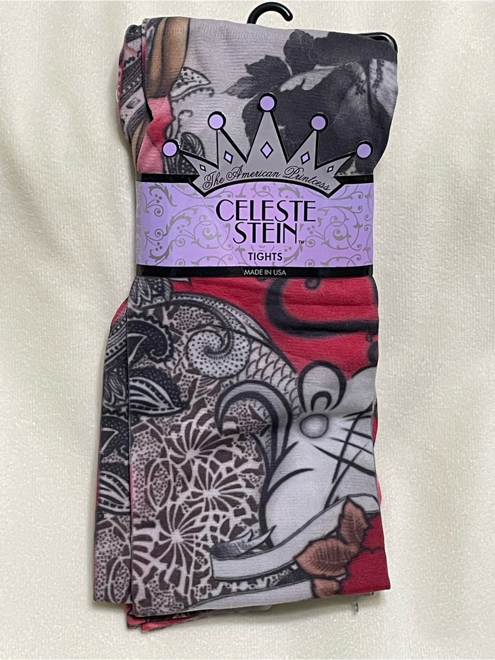 Celeste Stein Printed Tights in Red, Black & White OS NWT